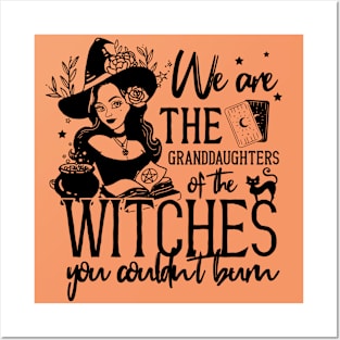 Halloween Feminist Granddaughters of Witches Orange Posters and Art